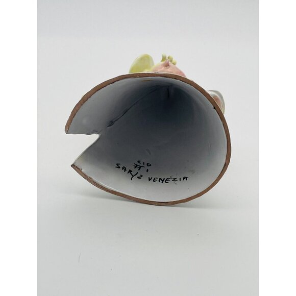 Vtg Clay Art Pottery Angel Figurine Candle Holder Made in Italy Blonde - Picture 7 of 8